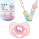 Kit 3 Peças 2 Chupetas Comfort + Prendedor Buba Menina Rosa