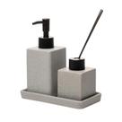 KIT 3 Peças Banheiro em Cerâmica Granilite Quadratto Porta Sabonete Difusor e Bandeja Decorativa