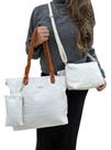 Kit 3 Peças Bolsa Feminina - Branco com Alça Caramelo Kit 3 Peças Bolsa Feminina - Branco com Alça Caramelo
