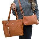 Kit 3 Peças Bolsa Feminina Caramelo Grande Média Necessarie