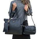 Kit 3 Peças Bolsa Grande Feminina Zíper Alça Trança Trançada Tote Necessaire Sintético Dia das Mães Aniversário Passeios Viagens Festas Eventos