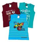 Kit 3 Peças Camiseta Regata Infantil 1 Ao 8 Menino Promoçã