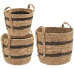 KIT 3 Peças Cesta Decorativa Organizadora Cachepô Fibra Natural Buana