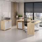 Kit 3 Peças com Mesa para Escritório Diretor em L Tamburato, Armário Baixo e Gaveteiro com Chave Kit 3 Peças com Mesa para Escritório Diretor em L Tamburato, Armário Baixo e Gaveteiro com Chave