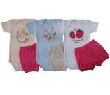 Kit 3 Peças - Conjunto Odicon Body Frases Manga Curta + Shorts 100% Algodão