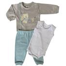 Kit 3 Peças Conjunto Pagão Bebê Recém Nascido Body Urso Piui