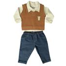 Kit 3 Peças Conjunto Pagão Recém Nascido Body Colete Urso