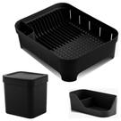 Kit 3 Peças Cozinha Escorredor De Louça Pratos Copos Lixeira 2,5L Detergente Pia Trium - Ou