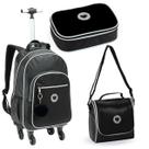 Kit 3 Peças Escolar Mochila de Rodinhas + Lancheira térmica + Estojo Menina Criança Adolescente Aulas Resistente Zíper Feminino Material