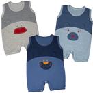 Kit 3 Peças Macacão Bebe Jardineira Banho De Sol Bordado Menina