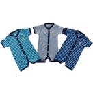 Kit 3 peças Macacão curto - Romper - com Bordado Fechamento com Botões
