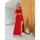 kit 3 peças Macacão macaquinho feminino Blusa cropped com bojo short saia embutido cor vermelho