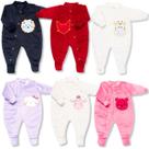 Kit 3 Peças Macacão Plush Bordado 3D Veludo Macio Vira Pé Menino E Menina