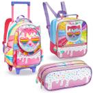 Kit 3 Peças Material Infantil Escolar Mochila de Rodinhas Lancheira Térmica Estojo Porta Lápis Caneta Estilo Fashion Criança Aula Material Resistente Kit 3 Peças Material Infantil Escolar Mochila de Rodinhas Lancheira Térmica Estojo Porta Lápis Caneta Estilo Fashion Criança Aula Material Resistente
