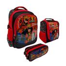 Kit 3 peças Mochila Lancheira Estojo Escolar Costas Infantil Reforçada Alça e Mão Menino e Menina X Family