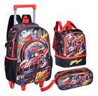 Kit 3 Peças Mochila Rodinha Menino Carrinho Lancheira Estojo