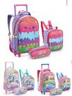 Kit 3 Peças Mochila Rodinha Rainbow Lol Unicórnio Slime Com Estojo Lancheira Feminina