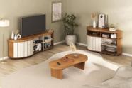 Kit 3 Peças P/Sala Estar c/Mesa de Centro, Buffet e Rack Magnum Marrom Cinamomo/Off White