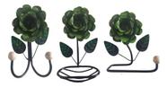 Kit 3 Peças para Banheiro com Flores em Ferro Kit 3 Peças para Banheiro com Flores em Ferro