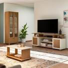 Kit 3 Peças para Sala Estar Rack, Mesa de Centro e Cristaleira Murano Marrom Cinamomo/Off White