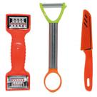 Kit 3 Peças Ralador Manual Fatiador De Legumes Faca Cozinha