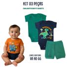 Kit 3 peças Roupa Bebê Body shorts menino e menina Algodão c/ Elastano Enxoval Atacado recém nascido aoGG