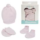 Kit 3 Peças Touca Par De Sapatinho Par de Luva Para Bebê Recém Nascido Maternidade Antialérgico Luxo Baby Fofinho