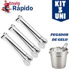Kit 3 Pegador Pegadores Aço Inox de Gelo 18.5x2.5cm Multiuso Carnes Petisco Gelo Drinks Kit 3 Pegador Pegadores Aço Inox de Gelo 18.5x2.5cm Multiuso Carnes Petisco Gelo Drinks