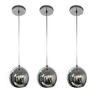 Kit 3 Pendente Bolinha Acabamento Cromado Alto Brilho Esfera Kit 3 Pendente Bolinha Acabamento Cromado Alto Brilho Esfera