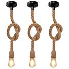 Kit 3 Pendente Corda 1M Retro Vintage Rústico Sisal E27 Para Decoração 1 Metro