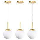 Kit 3 Pendente Jabuticaba Dourado Globo Vidro + Led Quente