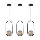 Kit 3 Pendente Jabuticaba Luminária Preto globo Ambar inl79 Kit 3 Pendente Jabuticaba Luminária Preto globo Ambar inl79