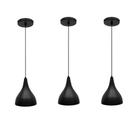 Kit 3 Pendente Luminária de Teto de Alumínio Com Lâmpada Bivolt - PRETO Kit 3 Pendente Luminária de Teto de Alumínio Com Lâmpada Bivolt - PRETO