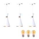 Kit 3 Pendente Luminária Mini Pequim Branco 24cm + Led G45
