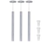 Kit 3 Pendente Luminária Tubo Alumínio Escovado 50 Cm + Lâmpada LED Branco Quente