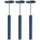 Kit 3 Pendente Luminária Tubo Azul 30 Cm