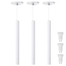 Kit 3 Pendente Luminária Tubo Branco 40 Cm + Lâmpada LED Branco Quente