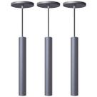Kit 3 Pendente Luminária Tubo Cinza 30 Cm