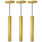 Kit 3 Pendente Luminária Tubo Dourado Fosco 30 Cm