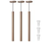 Kit 3 Pendente Luminária Tubo Fendi 50 Cm + Lâmpada LED Branco Quente