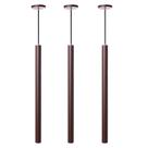 Kit 3 Pendente Luminária Tubo Marrom 50Cm Canopla 6cm