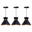 Kit 3 Pendente Lustre Luminária Berlim 15cm Preto