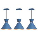 Kit 3 Pendente Lustre Luminária Berlim 23cm Azul Kit 3 Pendente Lustre Luminária Berlim 23cm Azul