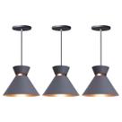 Kit 3 Pendente Lustre Luminária Berlin 15cm Cinza