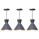 Kit 3 Pendente Lustre Luminária Berlin 23cm Cinza Kit 3 Pendente Lustre Luminária Berlin 23cm Cinza