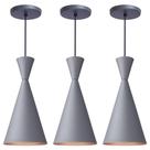 Kit 3 Pendente Lustre Luminária Canada Cinza