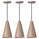 Kit 3 Pendente Lustre Luminária Cone Fendi