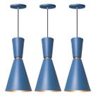 Kit 3 Pendente Lustre Luminária Cone Moscou 39cm Azul Kit 3 Pendente Lustre Luminária Cone Moscou 39cm Azul