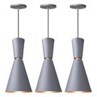 Kit 3 Pendente Lustre Luminária Cone Moscou 39cm Cinza Kit 3 Pendente Lustre Luminária Cone Moscou 39cm Cinza
