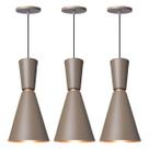 Kit 3 Pendente Lustre Luminária Cone Moscou 39cm Fendi